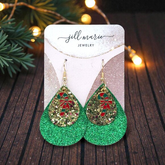 Holiday Candy Cane Earrings - Picture 1 of 1